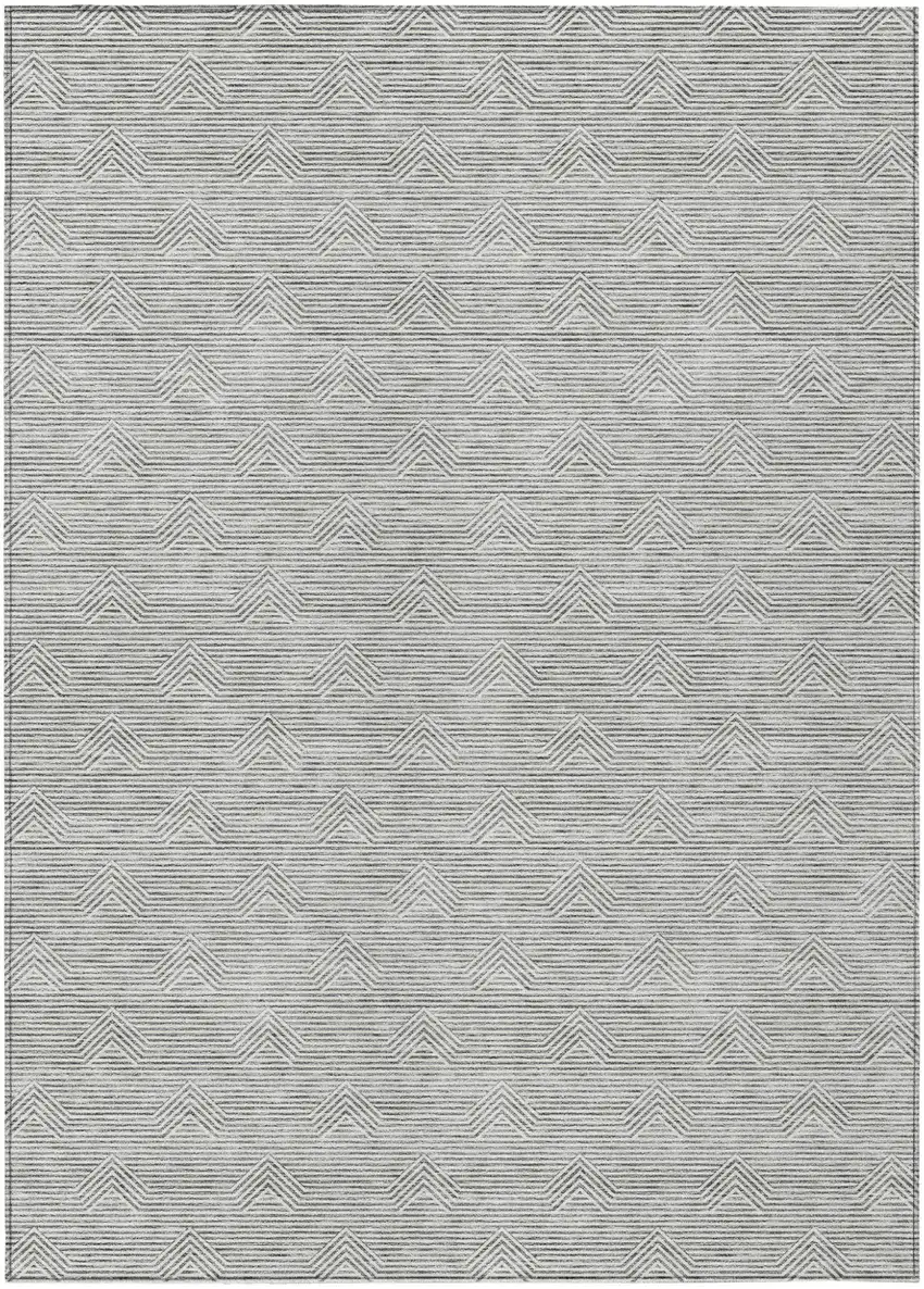 Gray And Ivory Geometric Washable Indoor Outdoor Area Rug Photo 2