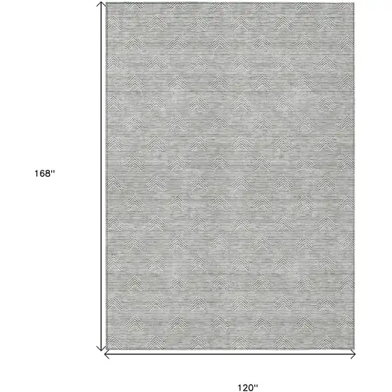 Gray And Ivory Geometric Washable Indoor Outdoor Area Rug Photo 3