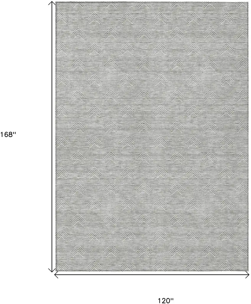 Gray And Ivory Geometric Washable Indoor Outdoor Area Rug Photo 3