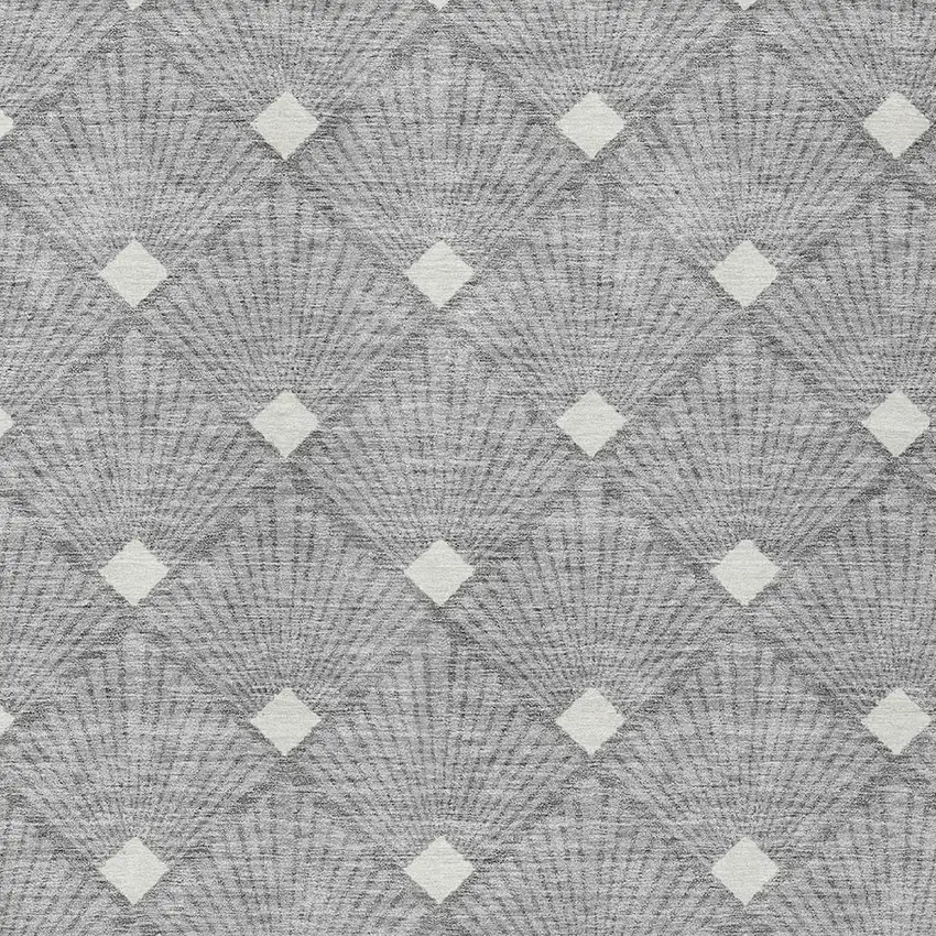 Gray And Ivory Geometric Washable Indoor Outdoor Area Rug Photo 7