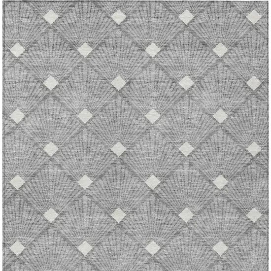 Gray And Ivory Geometric Washable Indoor Outdoor Area Rug Photo 7