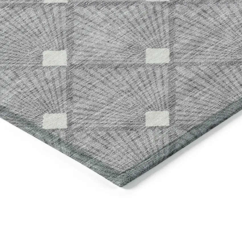 Gray And Ivory Geometric Washable Indoor Outdoor Area Rug Photo 5