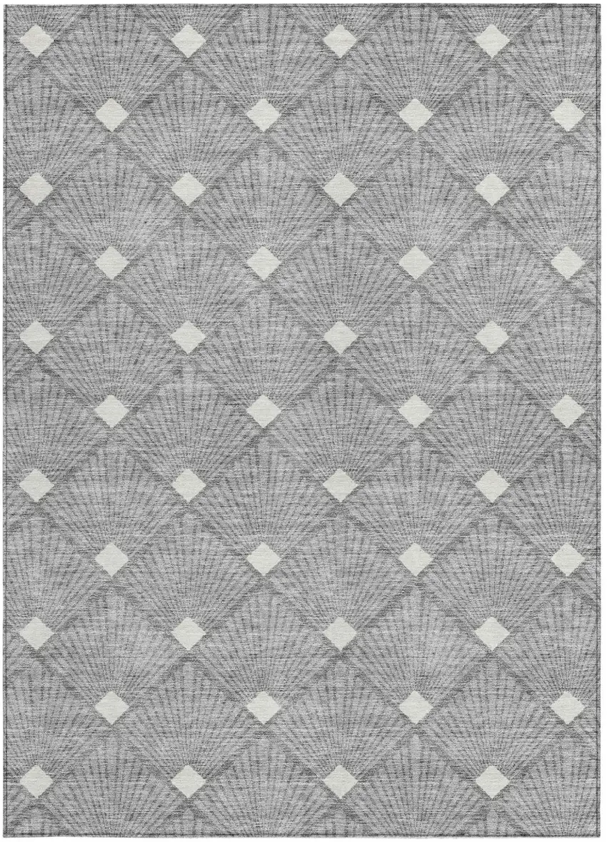 Gray And Ivory Geometric Washable Indoor Outdoor Area Rug Photo 8