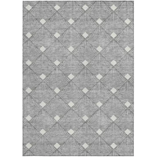 Gray And Ivory Geometric Washable Indoor Outdoor Area Rug Photo 8