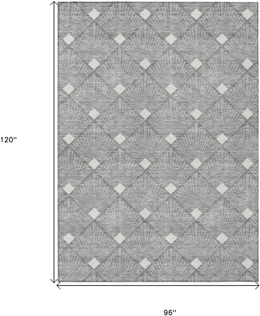 Gray And Ivory Geometric Washable Indoor Outdoor Area Rug Photo 3