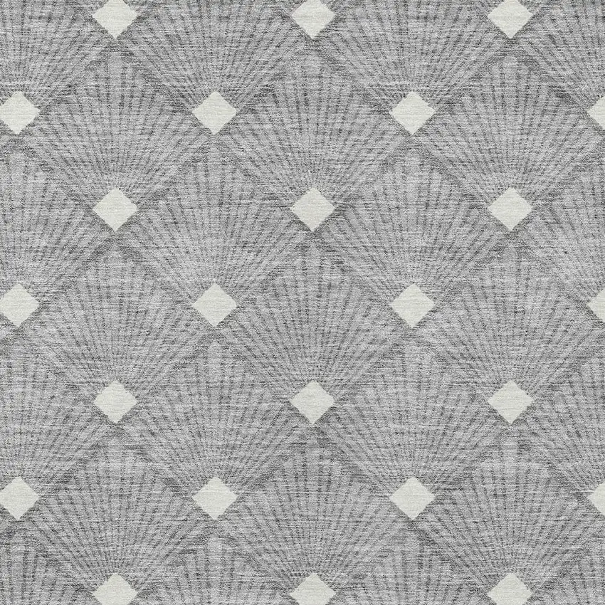 Gray And Ivory Geometric Washable Indoor Outdoor Area Rug Photo 7