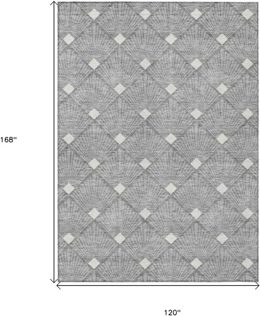 Gray And Ivory Geometric Washable Indoor Outdoor Area Rug Photo 3