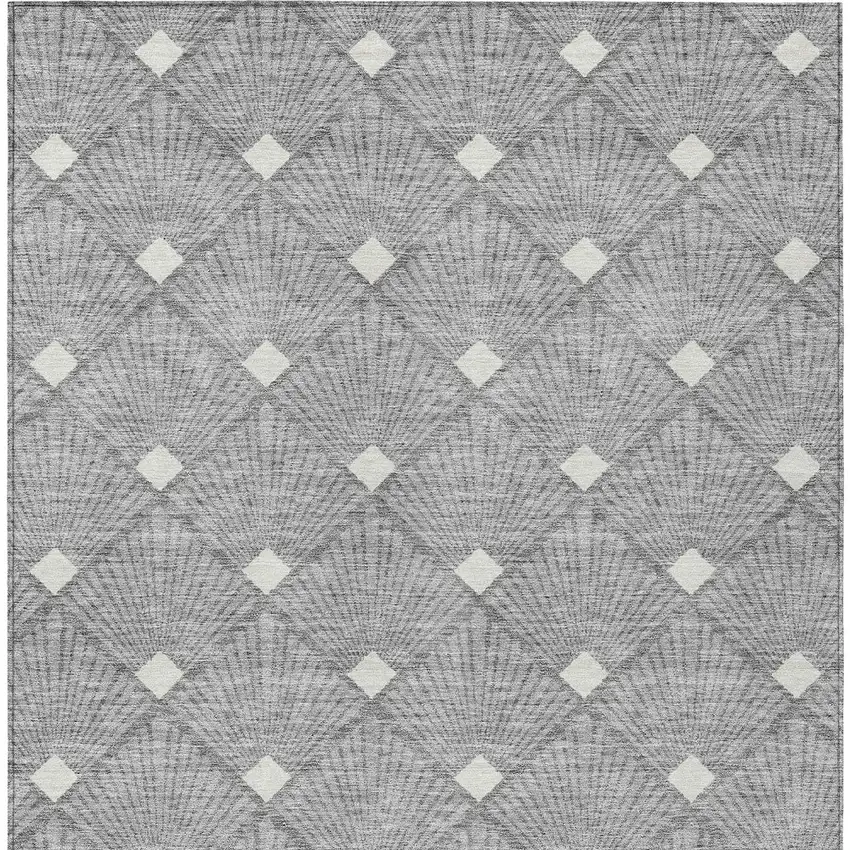 Gray And Ivory Geometric Washable Indoor Outdoor Area Rug Photo 8