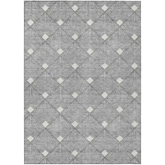 Gray And Ivory Geometric Washable Indoor Outdoor Area Rug Photo 2