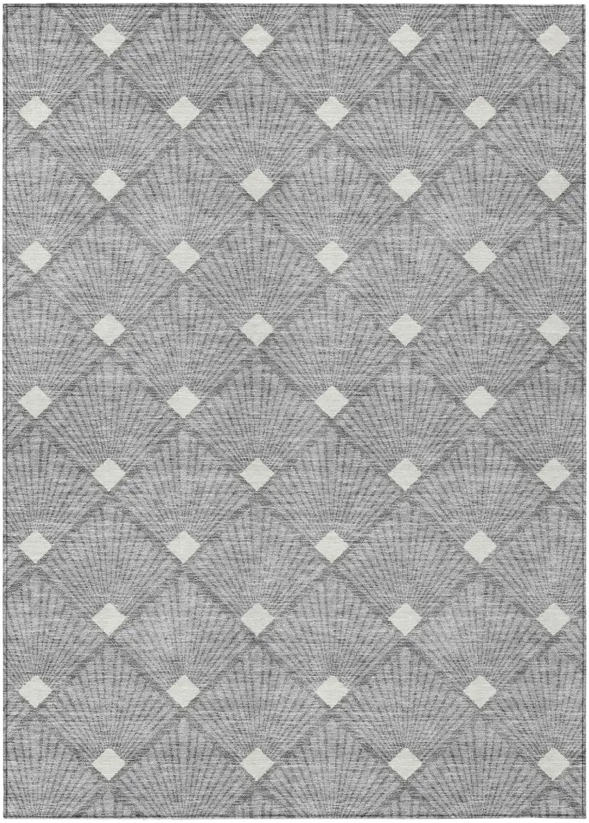 Gray And Ivory Geometric Washable Indoor Outdoor Area Rug Photo 2