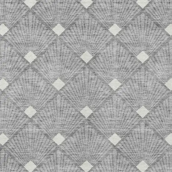Gray And Ivory Geometric Washable Indoor Outdoor Area Rug Photo 7