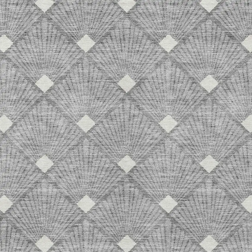 Gray And Ivory Geometric Washable Indoor Outdoor Area Rug Photo 7