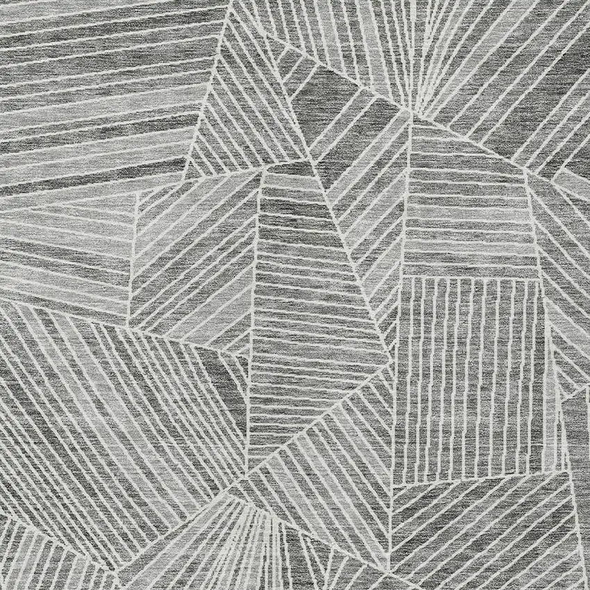 Gray And Ivory Geometric Washable Indoor Outdoor Area Rug Photo 7