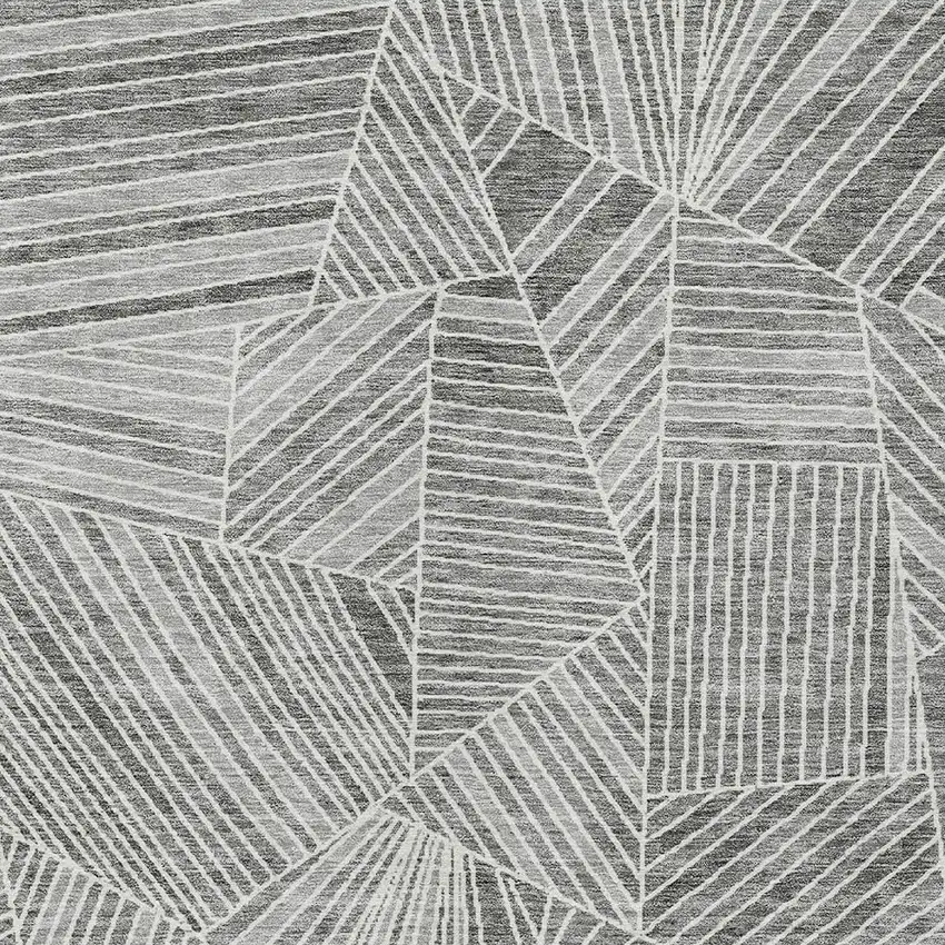 Gray And Ivory Geometric Washable Indoor Outdoor Area Rug Photo 7
