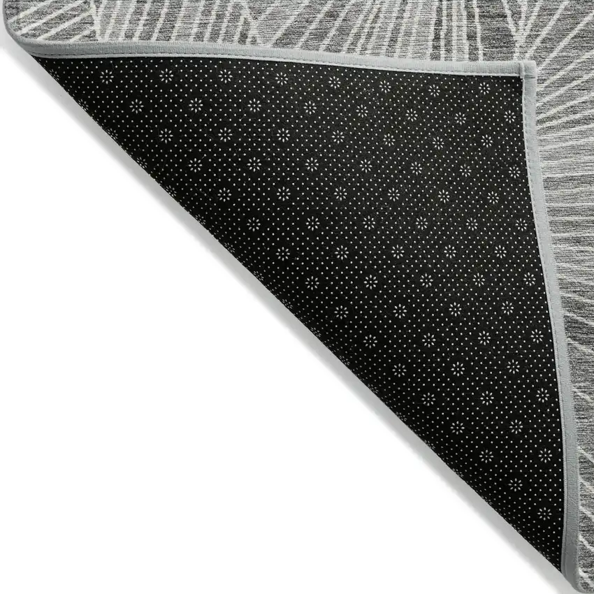 Gray And Ivory Geometric Washable Indoor Outdoor Area Rug Photo 3