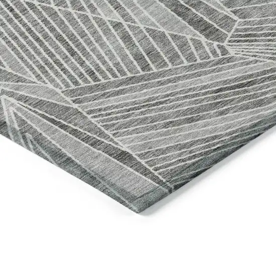 Gray And Ivory Geometric Washable Indoor Outdoor Area Rug Photo 4