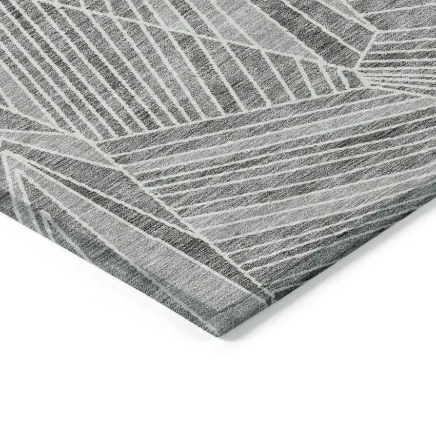 Gray And Ivory Geometric Washable Indoor Outdoor Area Rug Photo 4
