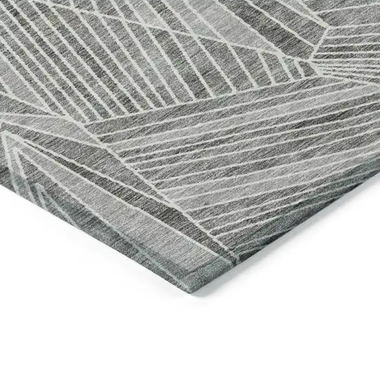 Gray And Ivory Geometric Washable Indoor Outdoor Area Rug Photo 5