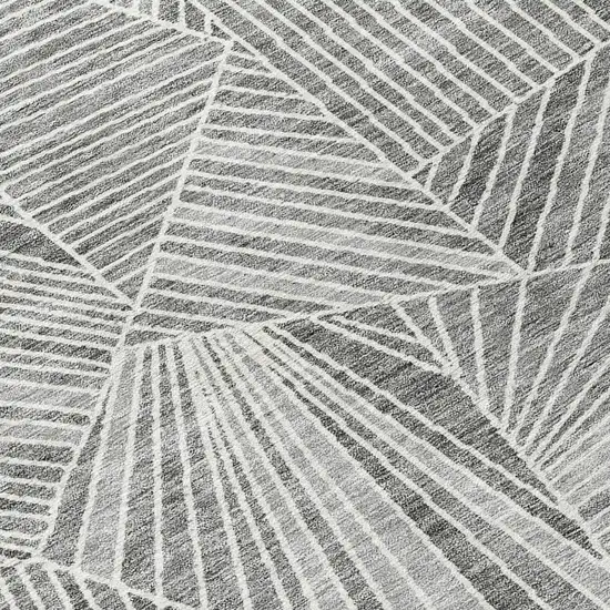 Gray And Ivory Geometric Washable Indoor Outdoor Area Rug Photo 5
