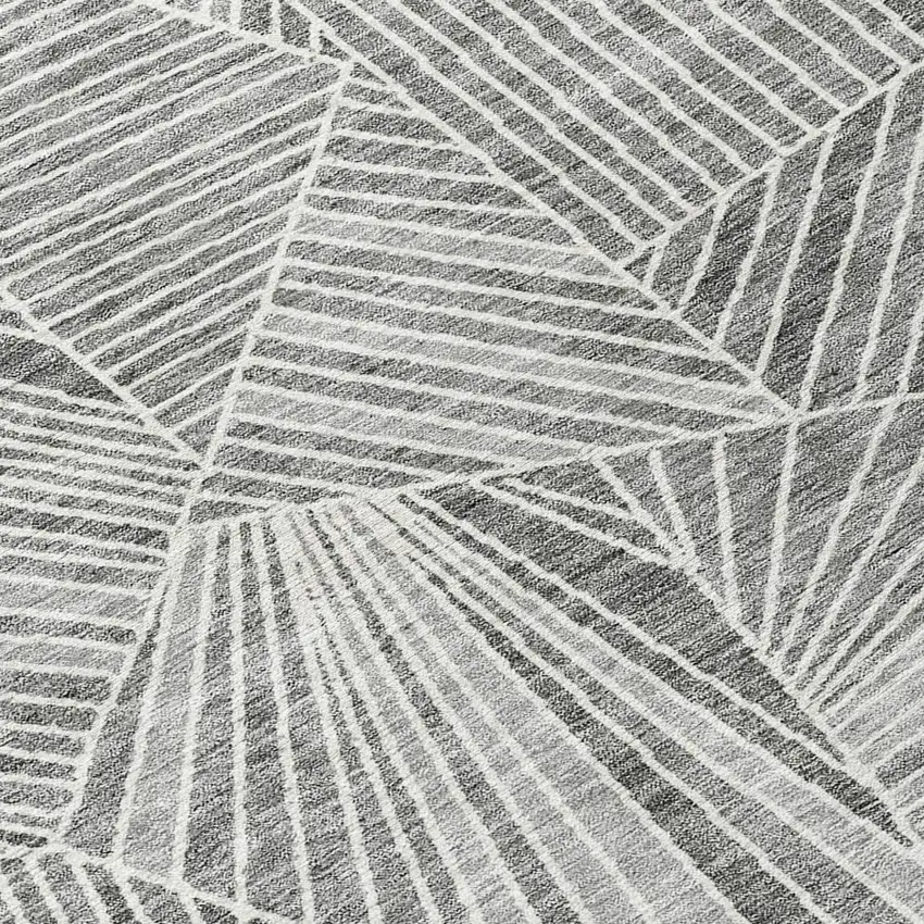 Gray And Ivory Geometric Washable Indoor Outdoor Area Rug Photo 5