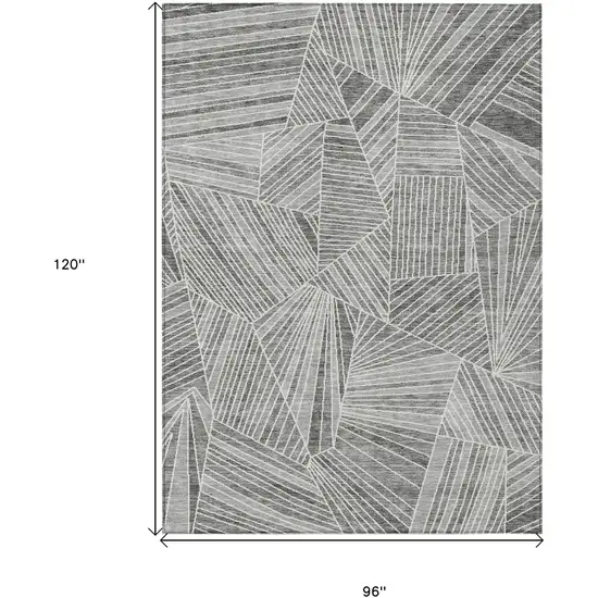 Gray And Ivory Geometric Washable Indoor Outdoor Area Rug Photo 3