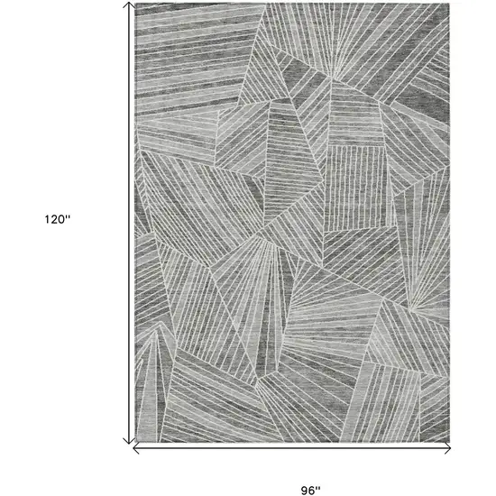Gray And Ivory Geometric Washable Indoor Outdoor Area Rug Photo 8