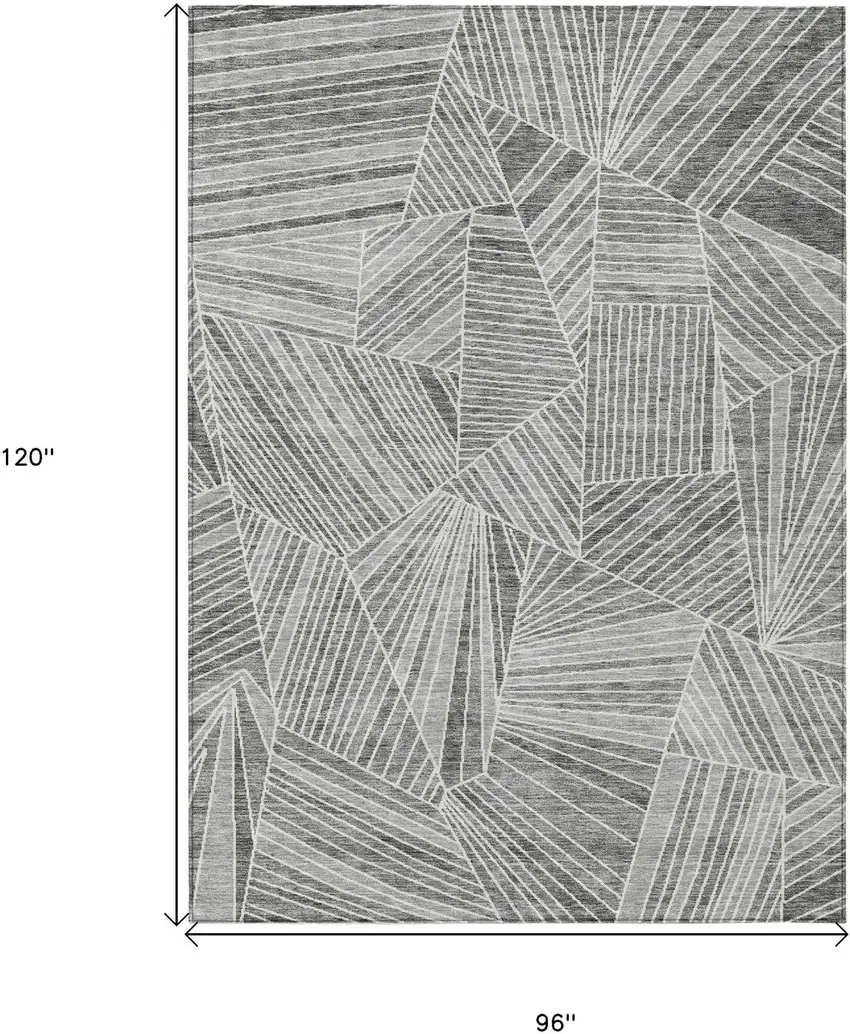 Gray And Ivory Geometric Washable Indoor Outdoor Area Rug Photo 8