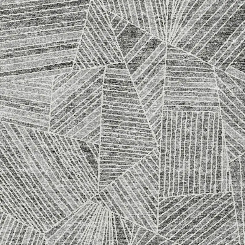 Gray And Ivory Geometric Washable Indoor Outdoor Area Rug Photo 6