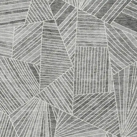 Gray And Ivory Geometric Washable Indoor Outdoor Area Rug Photo 7