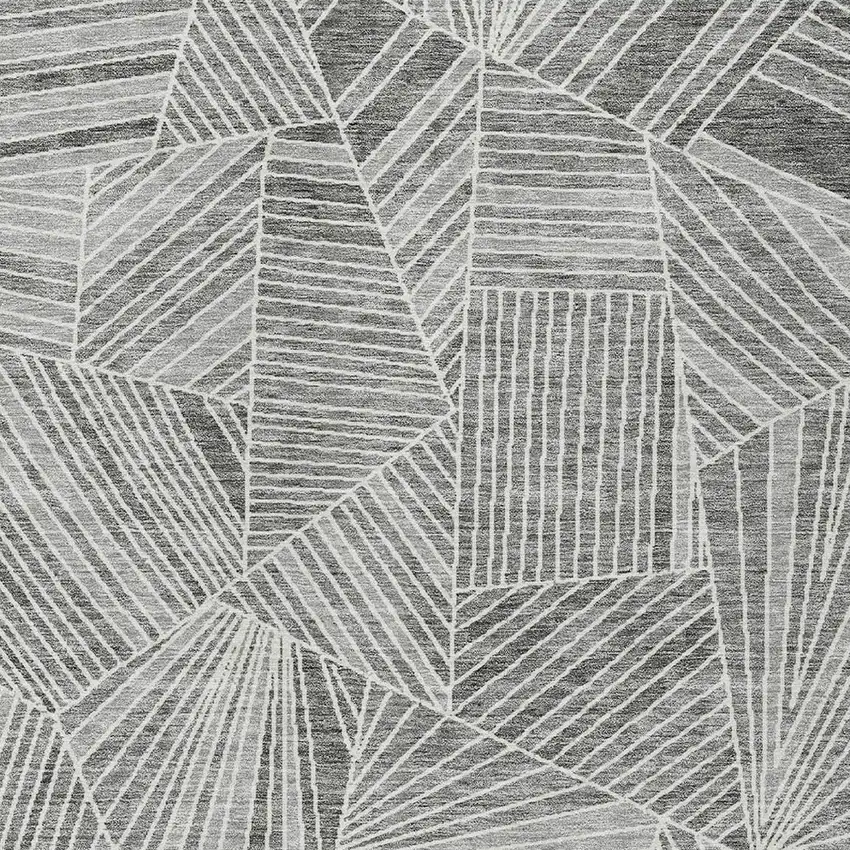 Gray And Ivory Geometric Washable Indoor Outdoor Area Rug Photo 7