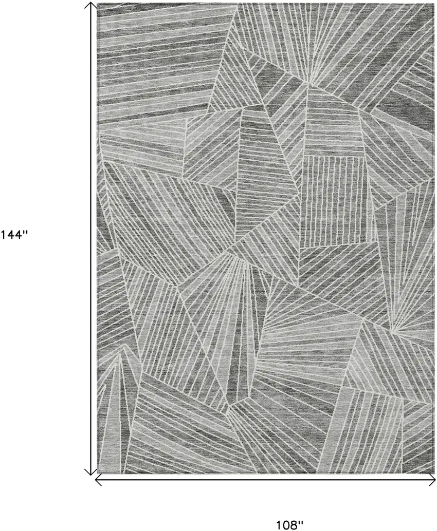 Gray And Ivory Geometric Washable Indoor Outdoor Area Rug Photo 3