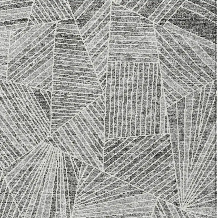 Gray And Ivory Geometric Washable Indoor Outdoor Area Rug Photo 7