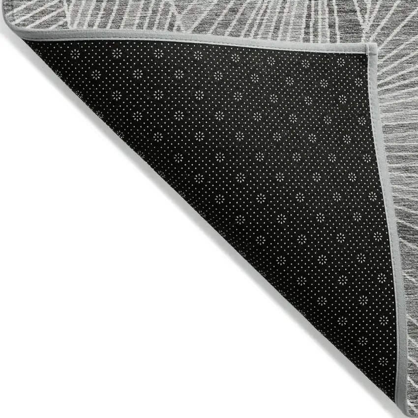Gray And Ivory Geometric Washable Indoor Outdoor Area Rug Photo 4