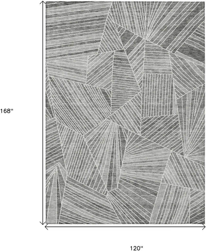 Gray And Ivory Geometric Washable Indoor Outdoor Area Rug Photo 3