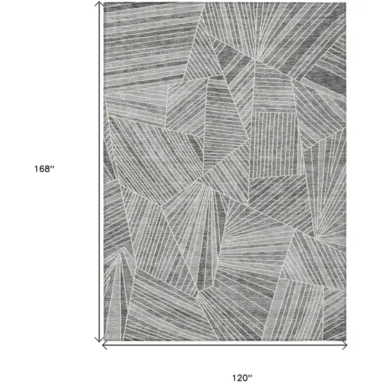 Gray And Ivory Geometric Washable Indoor Outdoor Area Rug Photo 3