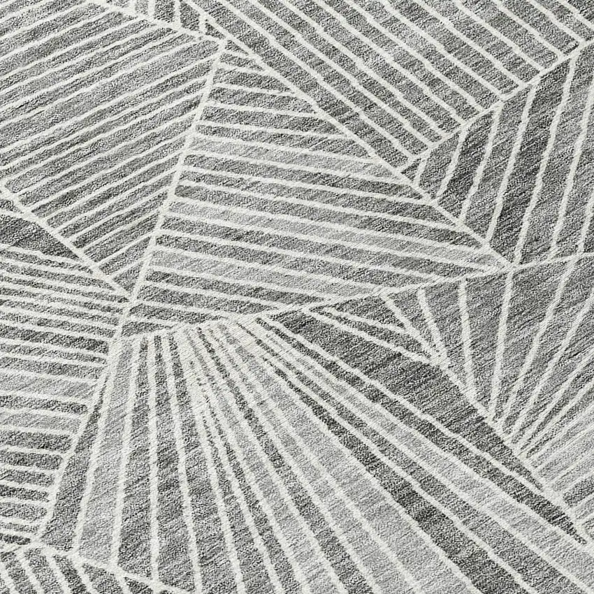 Gray And Ivory Geometric Washable Indoor Outdoor Area Rug Photo 6