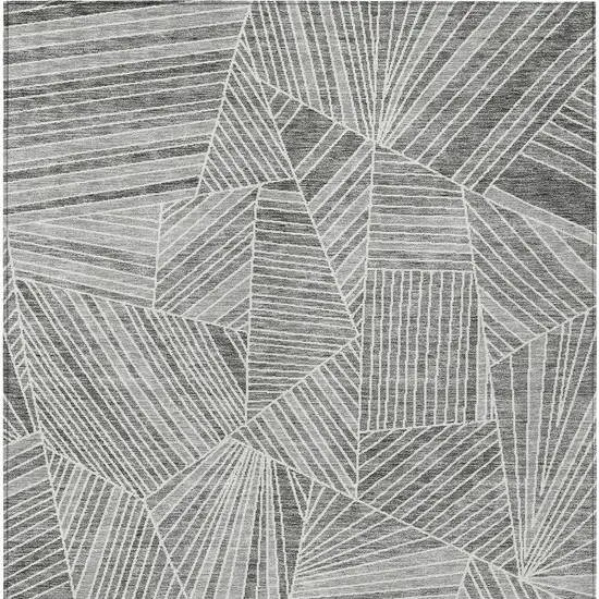 Gray And Ivory Geometric Washable Indoor Outdoor Area Rug Photo 8
