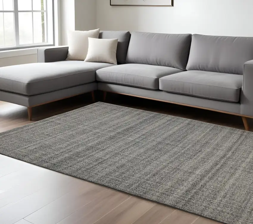 Gray And Ivory Hand Woven Area Rug Photo 1