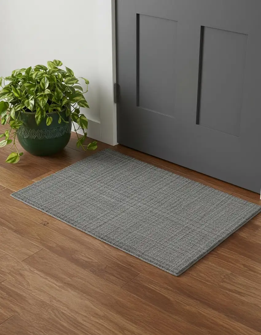 Gray And Ivory Hand Woven Area Rug Photo 1