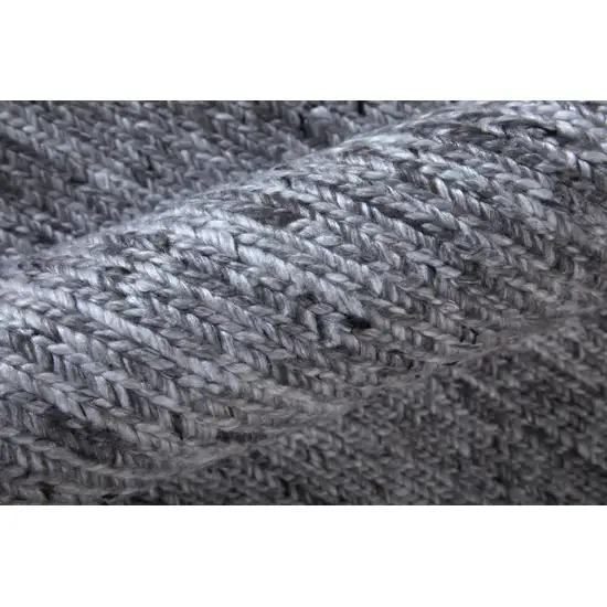 Gray And Ivory Handmade Indoor Outdoor Area Rug Photo 6