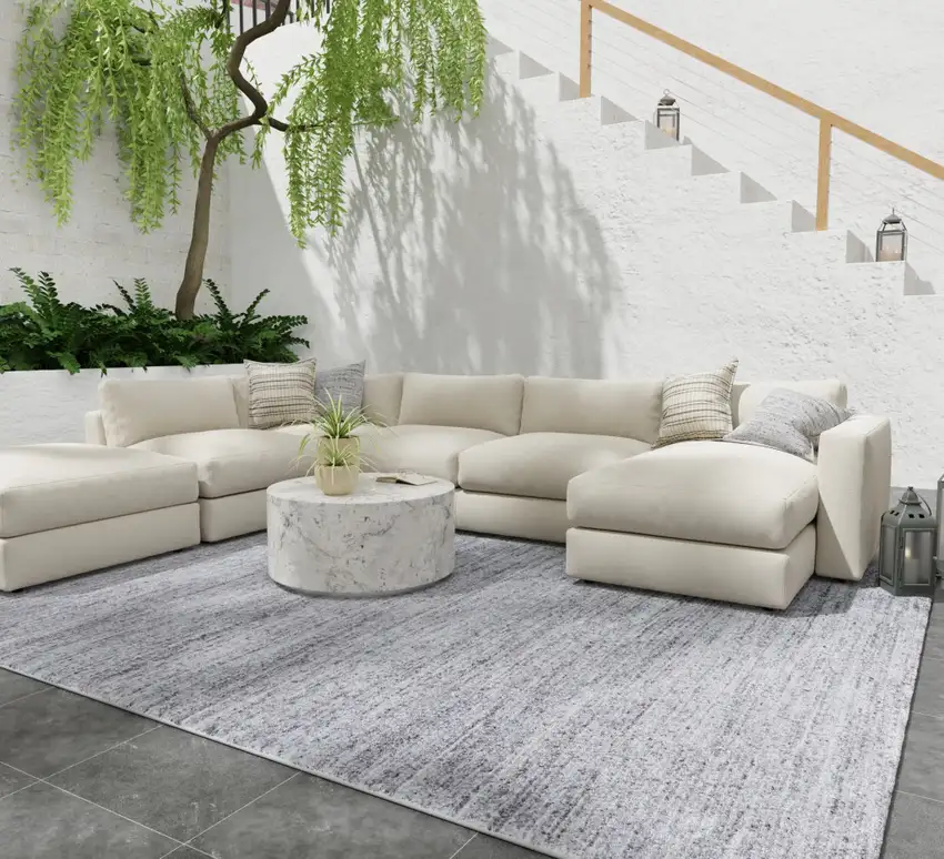 Gray And Ivory Handmade Indoor Outdoor Area Rug Photo 4