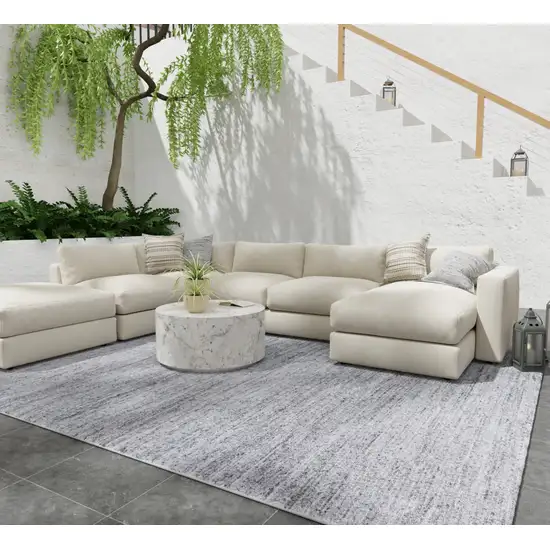 Gray And Ivory Handmade Indoor Outdoor Area Rug Photo 4