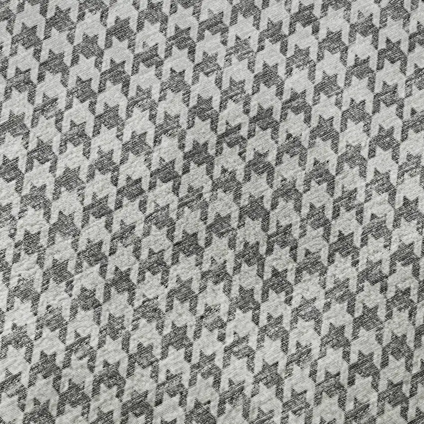 Gray And Ivory Houndstooth Washable Area Rug With UV Protection Photo 8