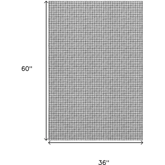 Gray And Ivory Houndstooth Washable Area Rug With UV Protection Photo 3