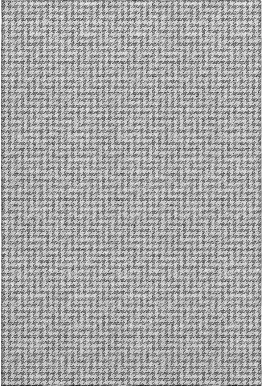 Gray And Ivory Houndstooth Washable Area Rug With UV Protection Photo 2