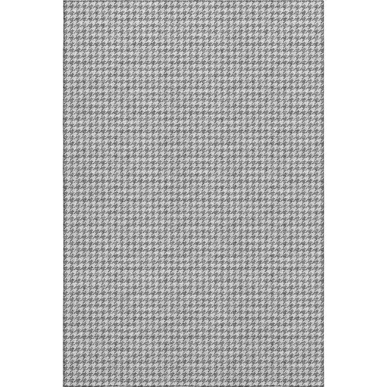 Gray And Ivory Houndstooth Washable Area Rug With UV Protection Photo 2