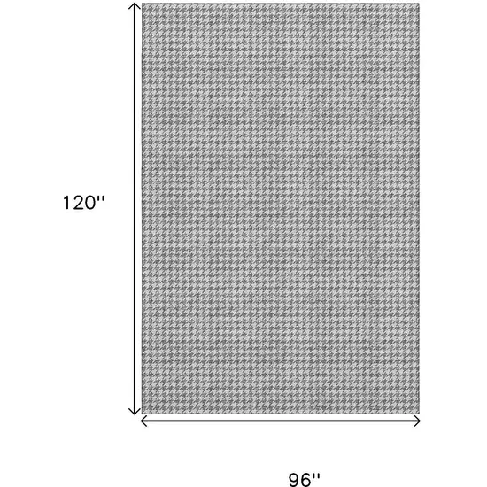 Gray And Ivory Houndstooth Washable Area Rug With UV Protection Photo 3