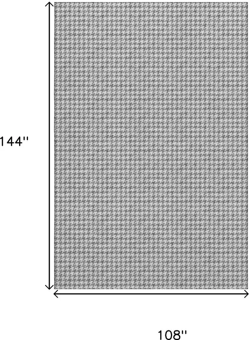 Gray And Ivory Houndstooth Washable Area Rug With UV Protection Photo 3