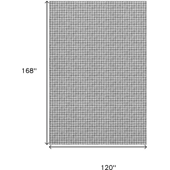 Gray And Ivory Houndstooth Washable Area Rug With UV Protection Photo 3