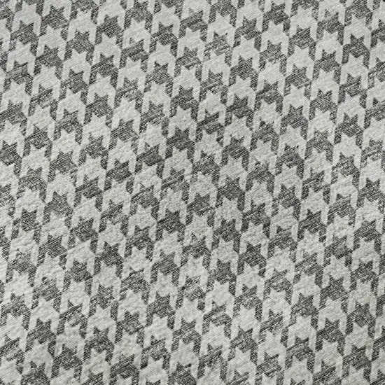 Gray And Ivory Houndstooth Washable Area Rug With UV Protection Photo 8